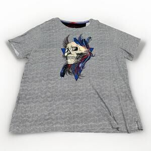 Robert Graham Men's 3XL Geometric Manus Skull Feather Art Graphic T Shirt Cotton